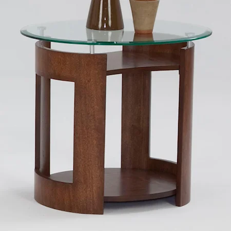 Oval End Table with Glass Top